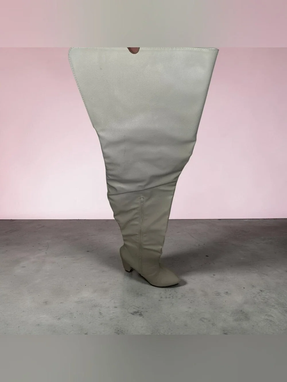 White Thigh High 4in Heel Boots